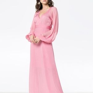 byTiMo Pink Georgette V-Neck Maxi Dress
